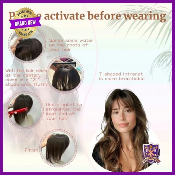10 Inch Human Hair Topper with Fringe for Thinning Hair main image 6